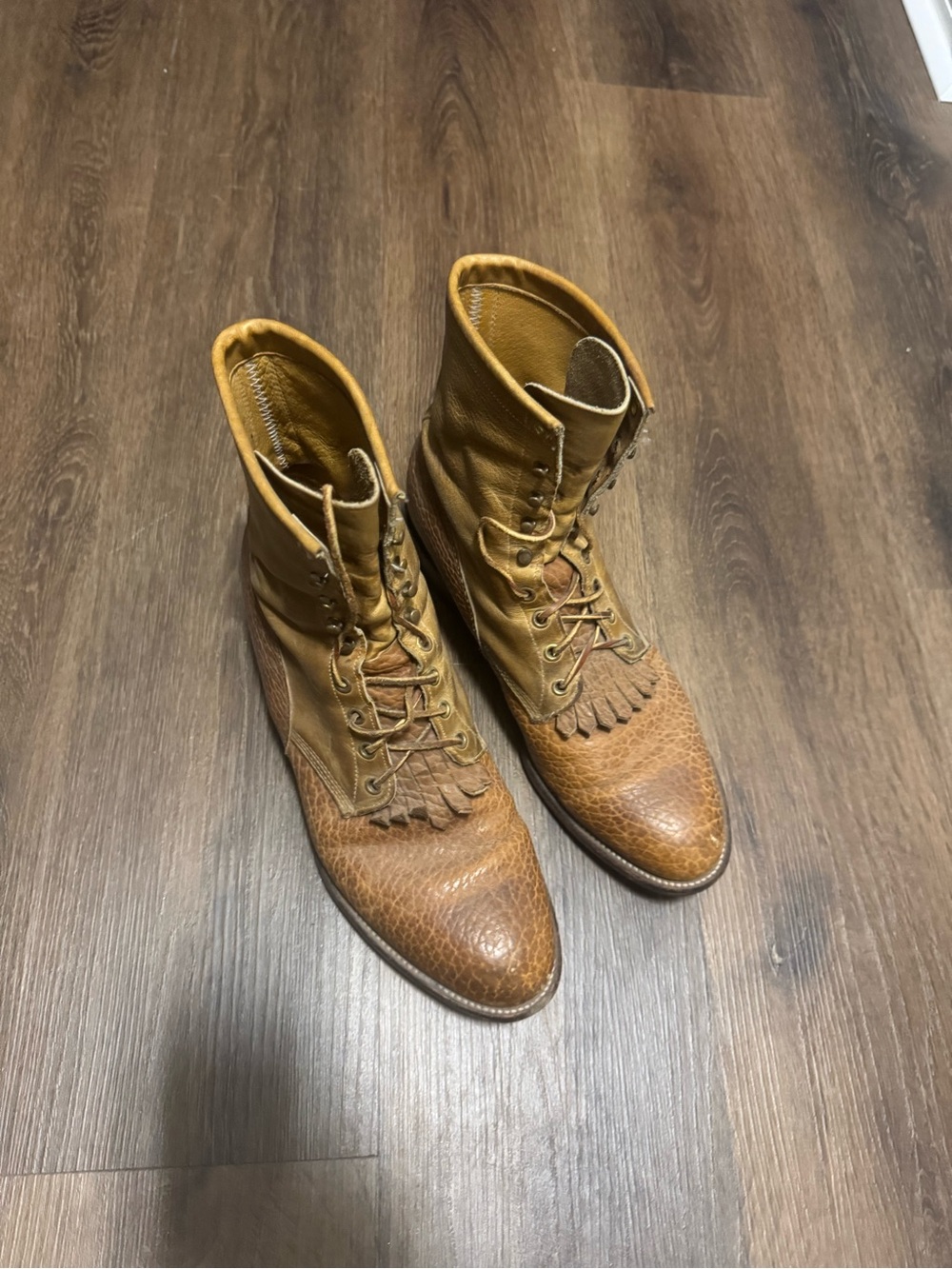 Justin Boots Men's Two-Tone Brown Lace-Up Leather Ankle Boots